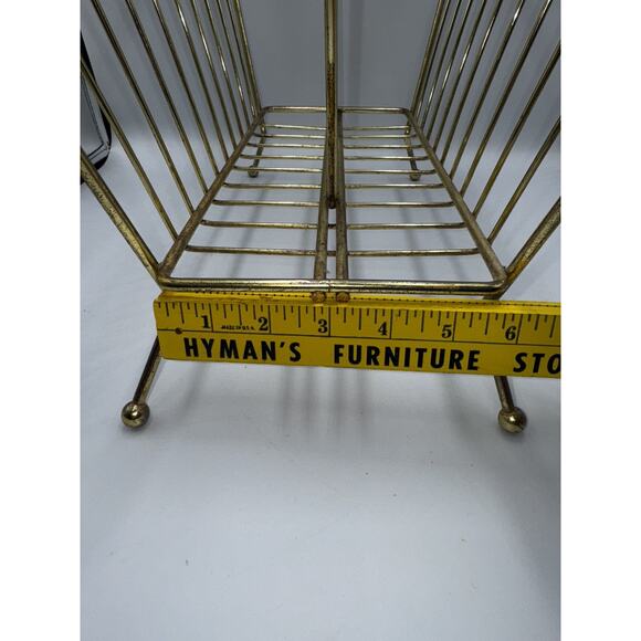 MCM Gold Tone Metal Magazine Rack - 15” H X 16 L X 9” W (approximately) - Picture 13 of 16
